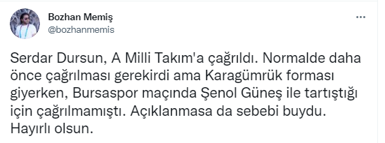 Serdar Dursun milli takıma davet edildi, gerçek yıllar sonra ortaya çıktı